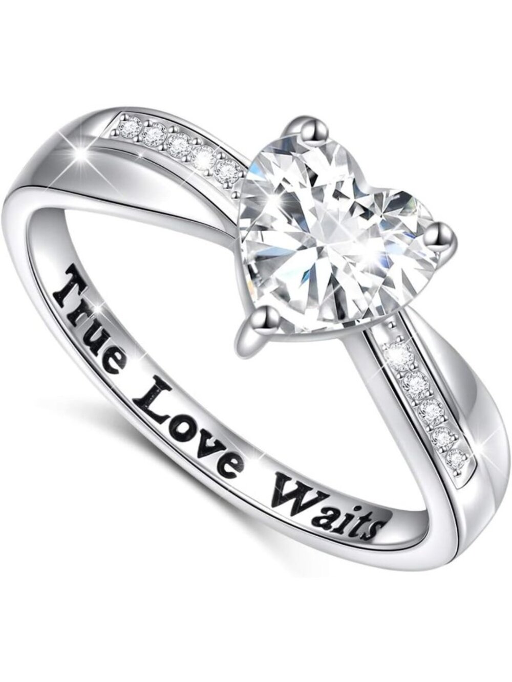 Sterling Silver Infinity Heart Ring - S925 True Love Band Jewelry Gift
